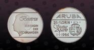 ARUBA , KM# 7 , Silver, 25 Florin, 1986, Proof, Independence - Status Aparte 1-1-1986. Coin in excellent condition!