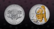 IVORY COAST , KM Unlisted , Gold plated Silver, 1000 Francs, 2010, Proof, Gold Plated Mammuthus Africanavus - mammoth with authe