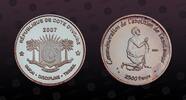 IVORY COAST , Essai Unlisted, Silver, 2500 Francs, 2007, Proof, Commemoration de Labolition de Lesclavage. Very rare silver pro