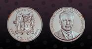 JAMAICA 5 Dollars JAMAICA, KM# 58 , Silver, 5 Dollars, 1971, Proof, Norman W. Manley - Premier 1959-1962. Coin in excellent condition! -