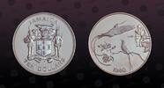 JAMAICA 10 Dollars JAMAICA, KM# 86a , Silver, 10 Dollars , 1980, Proof , Streamer-tailed Himmingbirds. Coin in excellent condition! -