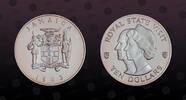 JAMAICA 10 Dollars JAMAICA, KM# 111 , Silver, 10 Dollars, 1983, Proof, Royal State Visit - Conjoined busts of Queen Elizabeth II and Prince Philip. -