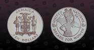 JAMAICA 10 Dollars JAMAICA, KM# 115 , Silver, 10 Dollars, 1984, Proof, Decade for Women. Coin in excellent condition! -