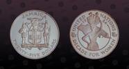 JAMAICA 25 Dollars JAMAICA, KM# 126 , Silver, 25 Dollars, 1984, Proof , Decade for Women. Very rare silver proof coin in Gem condition. Graded by N -