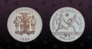 JAMAICA 25 Dollars JAMAICA, KM# 141 , Silver, 25 Dollars, 1988, Proof, Olympics - Relay runners. Nice coin! -