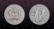JAMAICA 25 Dollars JAMAICA, KM# 160 , Silver, 25 Dollars, 1992, Proof, Summer Olympic Games - Boxers. Scarce type. Nice coin! -