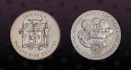 JAMAICA 25 Dollars JAMAICA, KM# 173 , Silver, 25 Dollars , 1995, Proof, U.N. 50th Anniversary. Coin in excellent condition! -