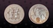 JAMAICA 25 Dollars JAMAICA, KM# 193 , Silver, 25 Dollars, 1997, Proof, Elizabeth II & Prince Philip 50th Wedding Anniversary. Partially gilt. Coin -