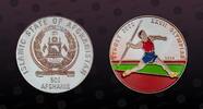 AFGHANISTAN 500 Afghanis AFGHANISTAN, KM# 1033 , Silver, 500 Afghanis , 1998, Proof, Olympics Sydney 2000 - Javelin thrower. Multicolored. Coin in excell -
