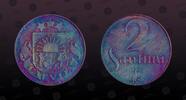 2 Santimi 1922 LATVIA LATVIA, KM# 2 , Bronze, 2 Santimi, 1922, Mint Strike, Excellent coin in Choice condition! Heavlily toned in dark blue colou...