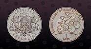 LATVIA, KM# 44 , Silver, 1 Lats, 1999, Proof, Olympics Sydney 2000 - Two cyclists. Coin in excellent condition!