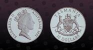 AUSTRALIA, KM# 153 , Silver, 10 Dollars , 1991, Proof, Tasmania. Coin in excellent condition!
