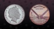 AUSTRALIA, KM# 1016 , Silver, 1 Dollar , 2007, Proof, Sydney Harbour Bridge. Coin housed in Original Mint Capsule! Coin in excel
