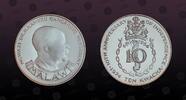 MALAWI 10 Kwacha MALAWI, KM# 13 , Silver, 10 Kwacha, 1974, Proof, 10th Anniversary of Independence - President Dr. H. Kamuzu Banda bust. Coin in -