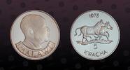 MALAWI 5 Kwacha MALAWI, KM# 15 , Silver, 5 Kwacha, 1978, Proof, Conservation - Burchell's zebras. Coin housed in Original Mint capsule! Coin in -