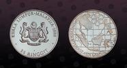 MALAYSIA 25 Ringgit MALAYSIA, KM# 23 , Silver, 25 Ringgit, 1977, Proof, 9th Southeast Asian Games. Coin in excellent condition! -