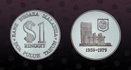MALAYSIA 1 Ringgit MALAYSIA, KM# 27a , Silver, 1 Ringgit, 1979, Proof, 20th Anniversary of Bank Negara. Scarce silver proof coin in excellent condi -