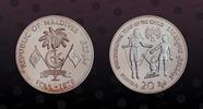 20 Rufiyaa 1979 MALDIVES MALDIVES, KM# 61 , Silver, 20 Rufiyaa, 1979, Proof, Subject: I.Y.C. Coin in excellent condition! 