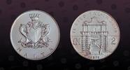 2 Pounds 1973 MALTA MALTA, KM# 20 , Silver, 2 Pounds, 1973, Mint Strike, Tal-Imdina Gate. Coin in excellent condition! 