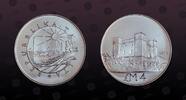 MALTA 4 Pounds MALTA, KM# 33 , Silver, 4 Pounds, 1975, Mint Strike, St. Agatha's Tower at Gammieh. Coin in excellent condition! -