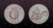 MALTA, KM# 108 , Silver, 5 Liri, 1994, Proof, Sailing ship Valetta and fortress. Coin in excellent condition!