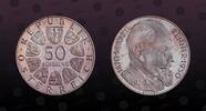 50 Shilling 1970 AUSTRIA AUSTRIA, KM# 2909 , Silver, 50 Shilling , 1970, Proof, 100th Anniversary - Birth of Karl Renner, President. Coin in exce...