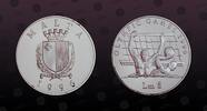 MALTA MALTA, KM# 110 , Silver, 5 Liri, 1996, Proof, Olympic Games - Water Polo. Coin in excellent condition! 5 Liri 1996 