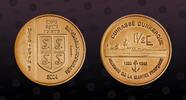 MARTINIQUE MARTINIQUE, X# E13 , Brass, 1-1/2 Euro, 2004, Proof, Ship  Dunkerque . Extremely rare coin! Only 25 examples minted in Brass! Co 1-1/2 Eur