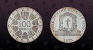 AUSTRIA 100 Schilling AUSTRIA, KM# 2923 , Silver, 100 Schilling , 1975, Proof, 150th Anniversary - Birth of Johann Strauss the younger. Coin in excell -