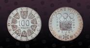 AUSTRIA, KM# 2926 , Silver, 100 Schilling , 1976, Proof, Winter Olympics - Innsbruck. Rev. Emblem. Coin in excellent condition!