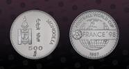 MONGOLIA, KM Unlisted , Silver, 500 Tugrik, 1997, Proof, FIFA - France 1998. Coin housed in Original Mint capsule! Coin in exce