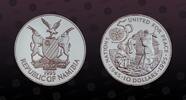 NAMIBIA 10 Dollars NAMIBIA , KM# 9a , Silver, 10 Dollars, 1995, Proof, U.N. 50th Anniversary. Coin in excellent condition! -