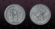 NEW CALEDONIA 1 Franc NEW CALEDONIA , KM PE 2 , Aluminum, 1 Franc, 1949(a), Specimen, Kagu bird. Very rare Piefort with Essai coin! Double Thickness. -