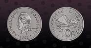 NEW CALEDONIA 10 Francs NEW CALEDONIA , KM P1 , Nickel, 10 Francs, 1967, Proof, Pirogue. Scarce Piefort coin! Double Thickness. Only 500 pieces struck! -