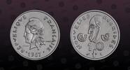 NEW HEBRIDES 10 Francs NEW HEBRIDES , KM E2 , Nickel, 10 Francs, 1967, Proof, Essai. Native mask. Coin in excellent condition! -