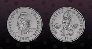 NEW HEBRIDES 20 Francs NEW HEBRIDES , KM E3 , Nickel, 20 Francs, 1967, Proof, Essai. Native mask. Coin in excellent condition! -
