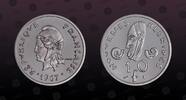NEW HEBRIDES 10 Francs NEW HEBRIDES , KM PE3 , Nickel, 10 Francs, 1967, Proof, Native mask. Very scarce proof Piefort! Only 500 coins minted! Hard to f -