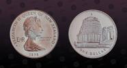 1 Dollar 1978 NEW ZEALAND NEW ZEALAND , KM# 47a , Silver, 1 Dollar, 1978, Proof, Parliament Building. Round toning spot on Reverse. Coin in excel...