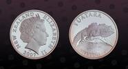 NEW ZEALAND , KM# 150a , Silver, 5 Dollars, 2007, Proof, Tuatara. Comes with a copy of New Zealand Post Office purchase Receipt.