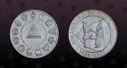 NICARAGUA 1 Cordoba NICARAGUA, KM# 77 , Silver, 1 Cordoba, 1991, Proof, Ibero-American Series - Two figure. Coin housed in Original Mint capsule! Co -