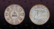 NICARAGUA 10 Cordobas NICARAGUA, KM# 100 , Silver, 10 Cordobas, 2002, Proof, Sailing ship La Nautica. Coin in excellent condition! -