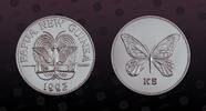 PAPUA-NEW GUINEA 5 Kina PAPUA-NEW GUINEA , KM# 34 , Silver, 5 Kina , 1992, Proof, Queen Alexandra butterfly. Very rare. Only 500 proofs minted! Small ed -