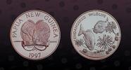PAPUA-NEW GUINEA 5 Kina PAPUA-NEW GUINEA , KM# 39 , Silver, 5 Kina , 1997, Proof, Endangered Wildlife - Two Ribbon Sweetlips fish. Coin in excellent con -