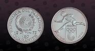 PARAGUAY 150 Guaranies PARAGUAY, KM# 35 , Silver, 150 Guaranies, 1972, Proof, Munich Olympics - Hurdler. Very rare silver proof coin! Seldom seen on au -
