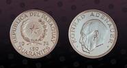 PARAGUAY 150 Guaranies PARAGUAY, KM# 115 , Silver, 150 Guaranies, 1974, Proof, Konrad Adenauer - bust left. Coin in excellent condition! -