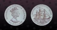PITCAIRN ISLANDS 50 Dollars PITCAIRN ISLANDS , KM# 1 , Silver, 50 Dollars, 1988, Proof, Drafting of Constitution, 1838-1988. Sloop Fly with sails furled. -