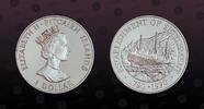 PITCAIRN ISLANDS 1 Dollar PITCAIRN ISLANDS , KM# 7a , Silver, 1 Dollar, 1990, Proof, Establishment of Settlement, 1790-1990. Rev. Ship in flames. Coin hou -