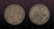 BELGIAN CONGO , KM# 22 , Copper-Nickel, 50 Centimes , 1929, Mint Strike, Nice copper-nickel coin!
