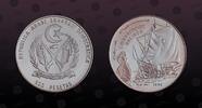 SAHARAWI ARAB DEMOCRATIC REPUBLIC , KM# 3 , Silver, 500 Pesetas, 1990, Proof, Arab and sailing ship. Coin in excellent conditio
