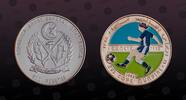 SAHARAWI ARAB DEMOCRATIC REPUBLIC 500 Pesetas SAHARAWI ARAB DEMOCRATIC REPUBLIC , KM# 33 , Silver, 500 Pesetas, 1996, Proof, FIFA France 1998 - Multicolor player kicking ball -